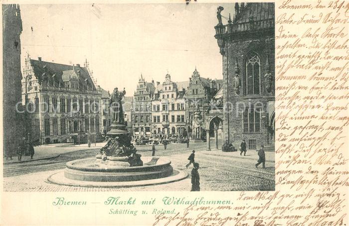 Bremen Marktplatz mit Withadibrunnen