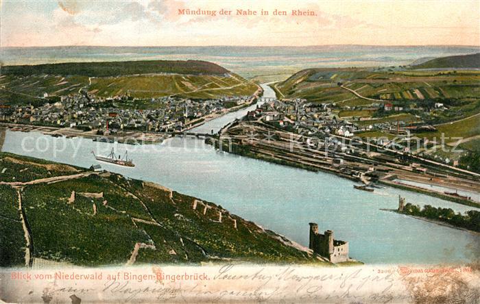 Bingen Rhein Blick vom Niederwald auf Nahem?nundung
