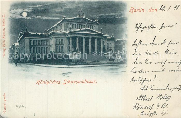 Berlin Koenigliches Schauspielhaus Schinkel Gendarmenmarkt Mondschein