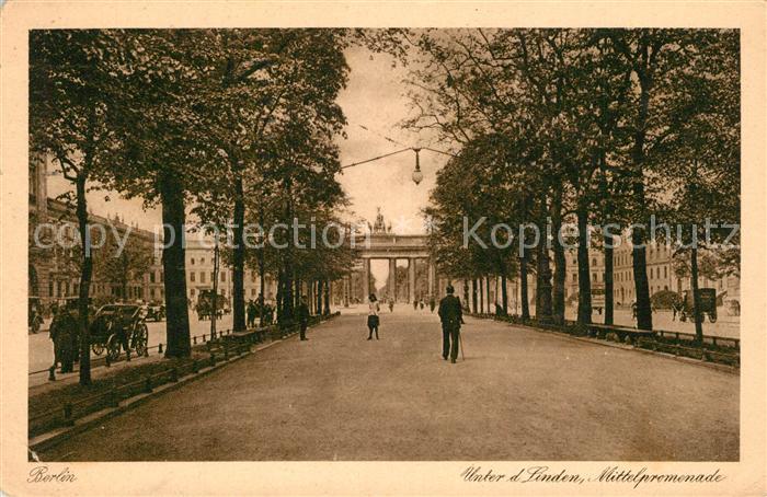 Berlin Unter den Linden Mittelpromenade Brandenburger Tor