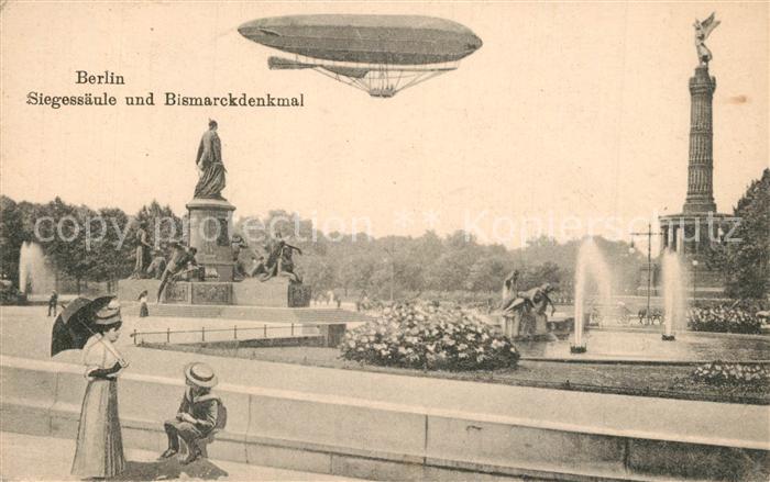 Berlin Luftschiff Siegessaeule Bismarckdenkmal