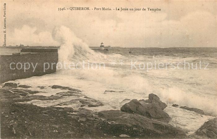 Quiberon Morbihan Port Maria Jetée un jour de tempête