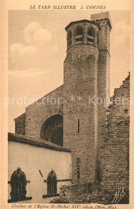 Cordes-sur-Ciel Clocher de l'Eglise Saint Michel XIVe siècle Monument Historique