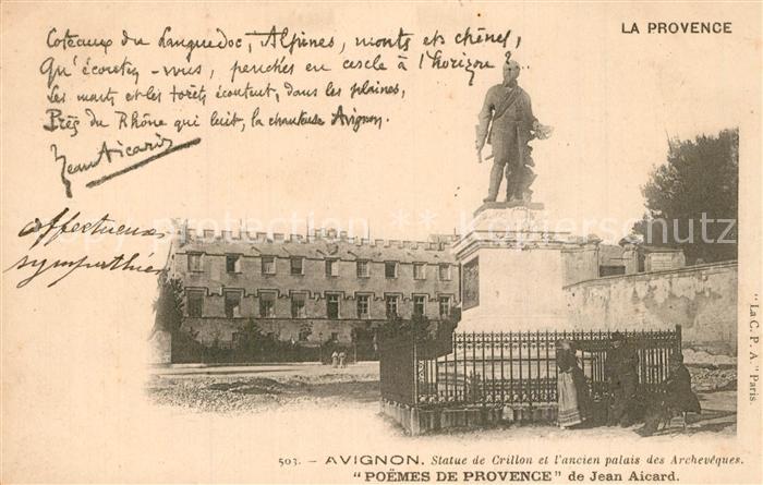 Avignon Vaucluse Statue de Crillon ancien Palais des Archevêques Poemes de Prove