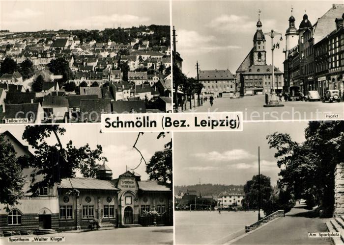 Schmoelln Thueringen Teilansicht Markt Sportplatz Sportheim Walter Kluge