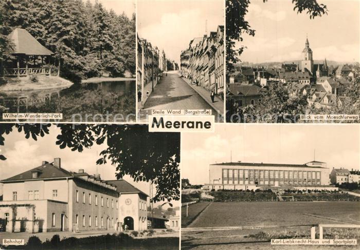 Meerane Wilhelm Wunderlich Park Steile Wand Bergstrasse Stadtbild mit Kirche Kar