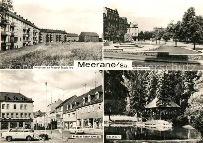 Meerane Neubauten Friedrich Engels Ring Weberbrunnen Stadtpark Platz der Roten A
