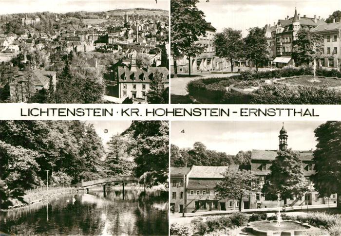 Lichtenstein Hohenstein-Ernstthal Teilansicht Marktplatz Schwanenteich