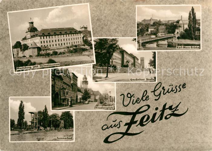 Zeitz Moritzburg jetzt Heimatmuseum Karl Marx Bruecke Strassenpartie Friedenspla