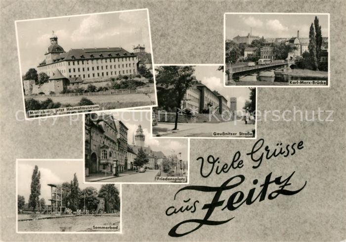 Zeitz Moritzburg jetzt Heimatmuseum Karl Marx Bruecke Strassenpartie Friedenspla
