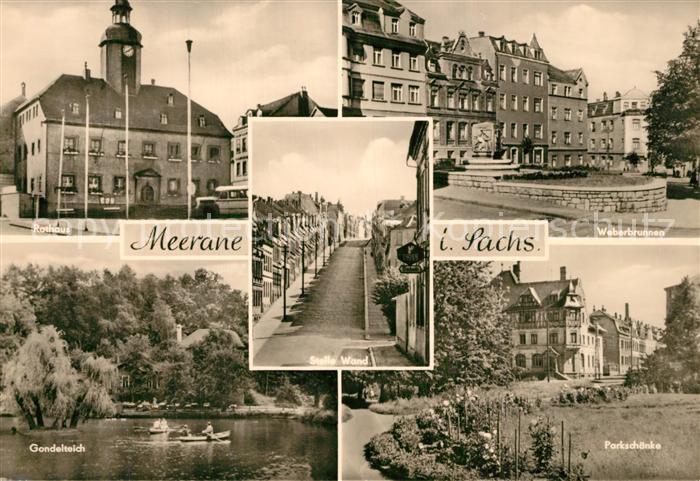 Meerane Rathaus Steile Wand Weberbrunnen Parkschaenke Gondelteich