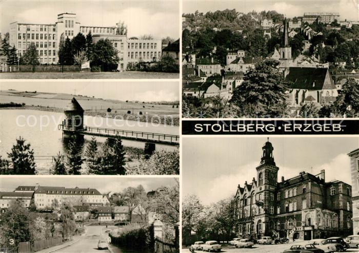 Stollberg Erzgebirge Krankenhaus Querenbachtalsperre Teilansicht Rathaus