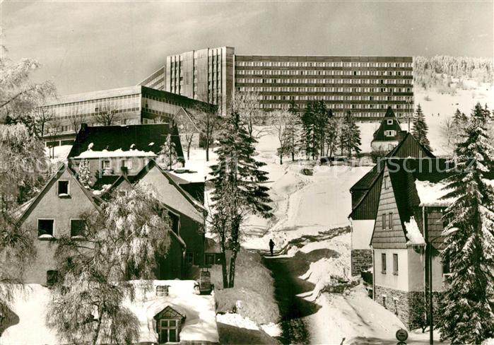 Oberwiesenthal Erzgebirge Teilansicht mit FDGB Erholungsheim Am Fichtelberg Wint
