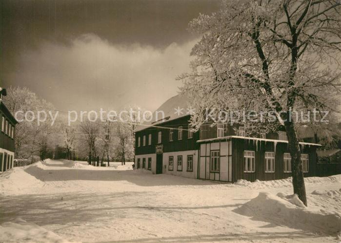 Schwarzenberg Erzgebirge Gaststaette Jaegerhaus Winterlandschaft Handabzug
