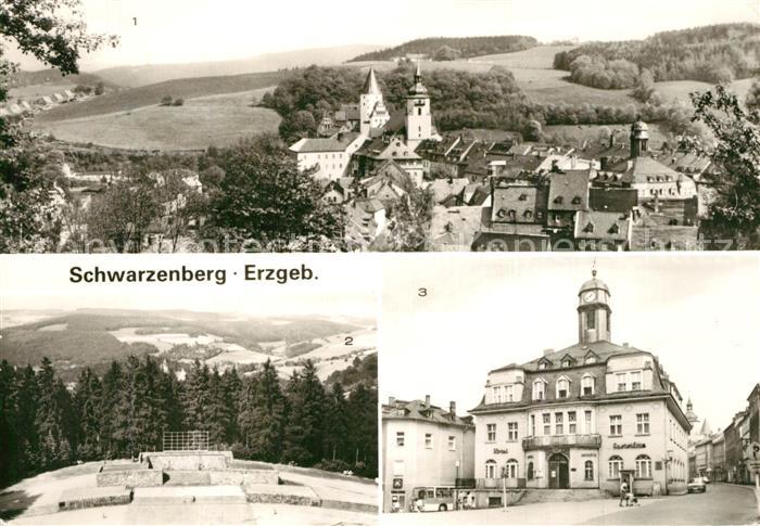 Schwarzenberg Erzgebirge Panorama mit Schloss Wilhelm Pieck Feierstaette HO Gast