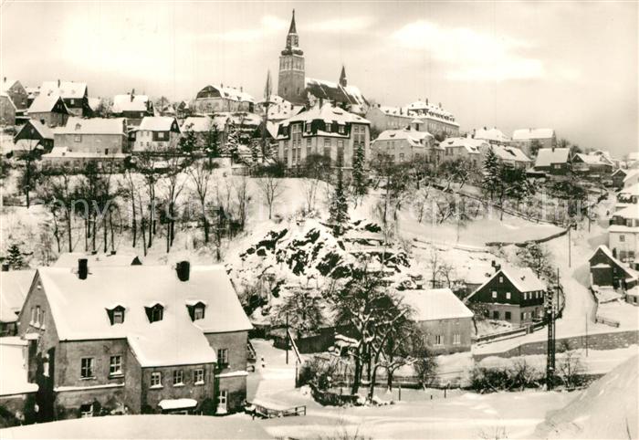 Schneeberg Erzgebirge Ansicht mit Kirche Winterimpressionen