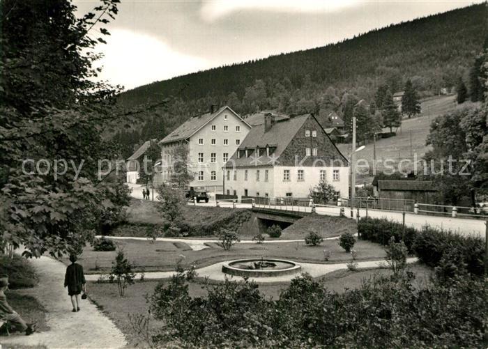 Wildenthal Eibenstock Teilansicht Park Brunnen