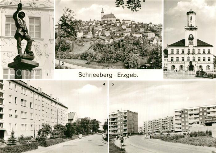 Schneeberg Erzgebirge Plastik Bergmannsbrunnen Rathaus Friedensring Siedlung des