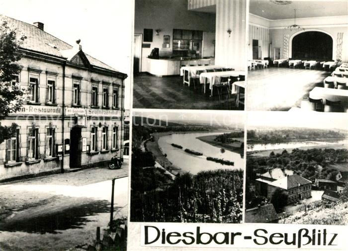 Diesbar-Seusslitz Restaurant Festsaal Landschaftspanorama Blick ueber die Elbe H