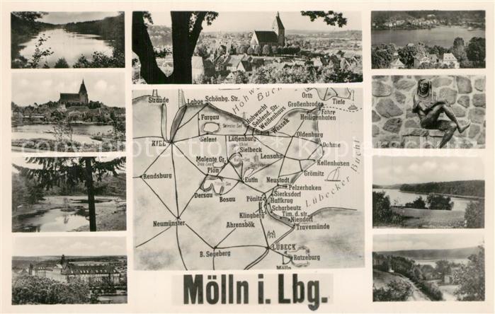 Moelln Lauenburg Teilansichten Karte Eulenspiegel Brunnen