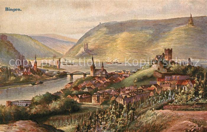 Bingen Rhein mit Bingerbr?ck Elisenh?he K?nstlerkarte