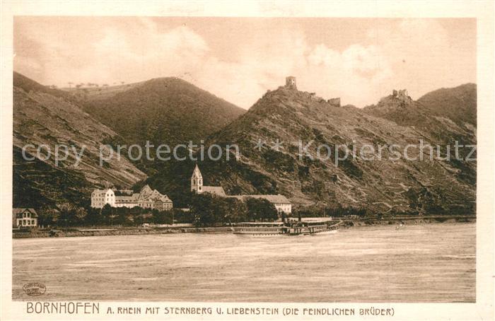 Bornhofen Kamp Rhein mit Sternberg und Liebenstein