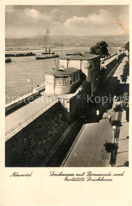 Neuwied Rhein Deichmann mit Promenade und Restaurant Deichkrone