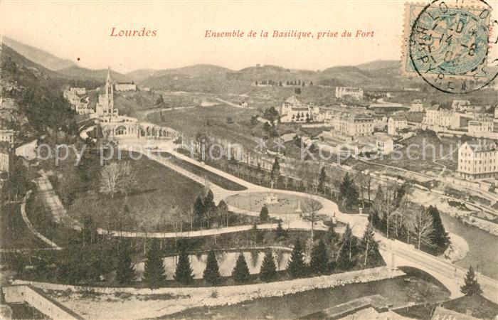Lourdes Hautes Pyrenees Basilique prise du Fort