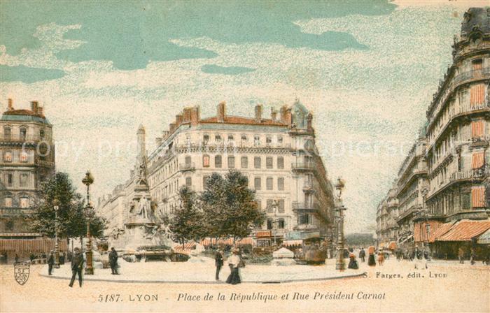 Lyon France Place de la Republique et Rue President Carnot