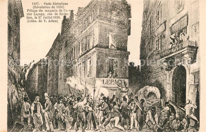 Paris Ville historique Révolution de 1830 Lithographie de V. Adam Kuenstlerkarte