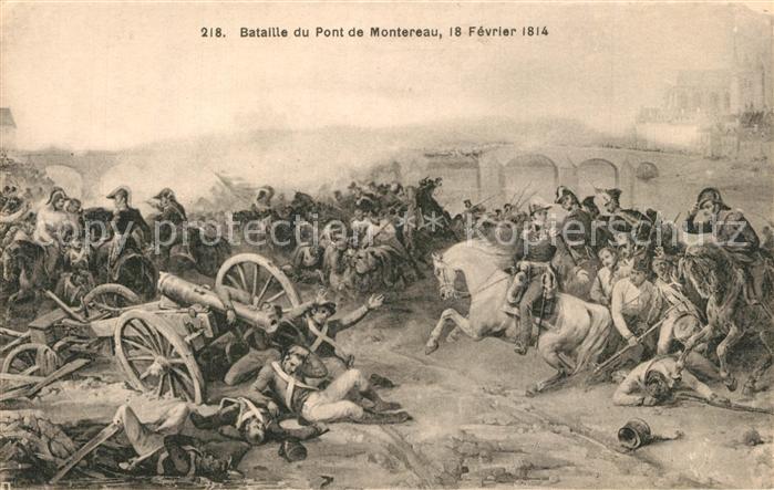 Montereau-Fault-Yonne Bataille du Pont de Montereau 1814 Tableau Kuenstlerkarte