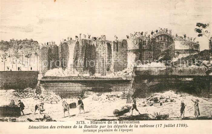 Paris Histoire de la Révolution 1789 Bastille Lithographie