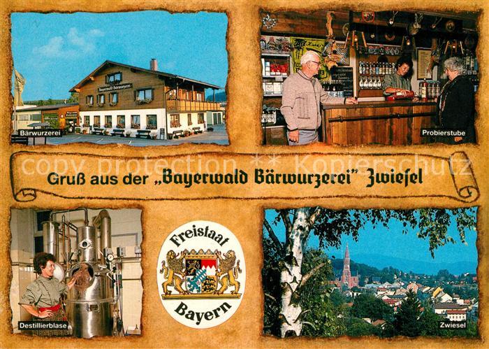 Zwiesel Niederbayern Bayerwald Baerwurzerei Wappen Stadtpanorama