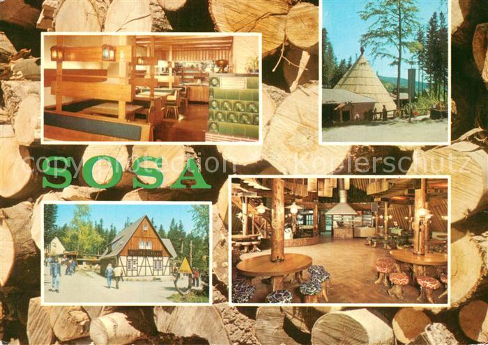 Sosa Erzgebirge Konsum Gaststaette Koehlerhuette und Meiler an Talsperre des Fri