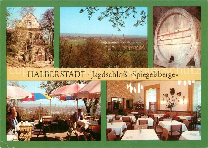 Halberstadt Jagdschloss Spiegelsberge Restaurant Fass Blick auf die Stadt
