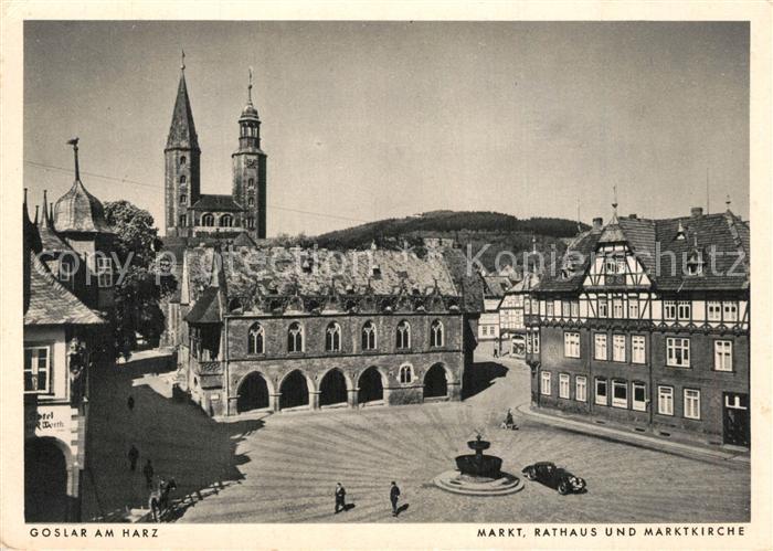 Goslar Markt Rathaus und Marktkirche