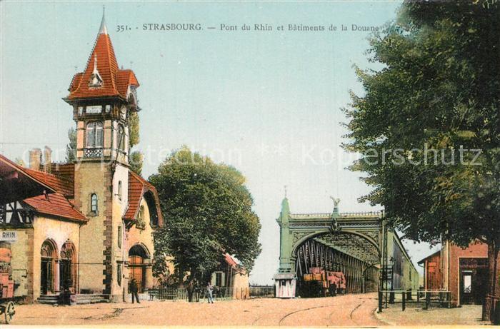 Strasbourg Alsace Pont du Rhin et Bâtiments de la Douane