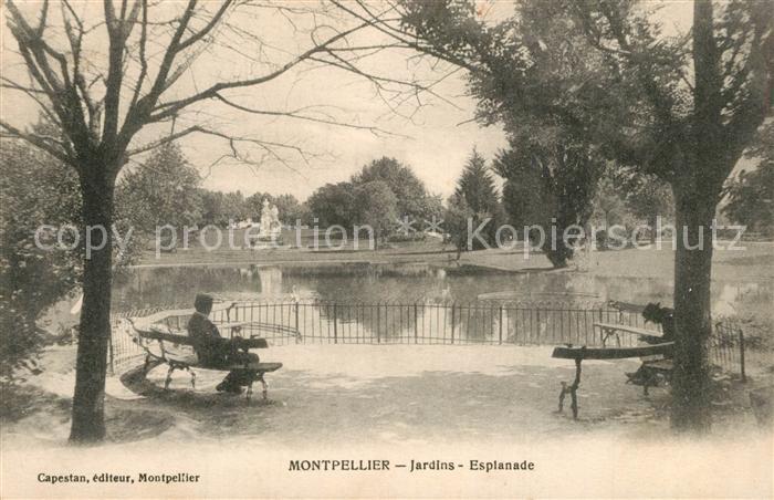 Montpellier Herault Jardins Esplanade Etang