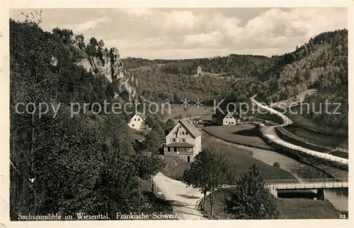 Goessweinstein Panorama mit Sachsenmuehle Fraenkische Schweiz