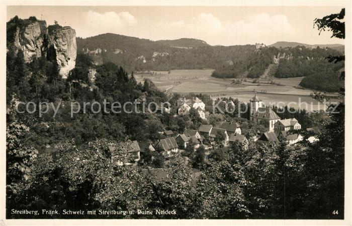 Streitberg Oberfranken Panorama mit Streitburg und Ruine Neideck