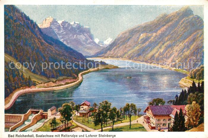 Bad Reichenhall Saalachsee mit Reiteralpe und Loferer Steinberge Kuenstlerkarte