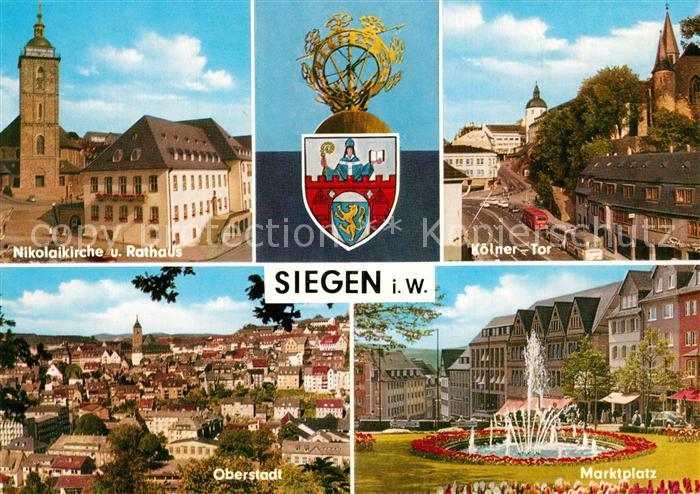 Siegen Westfalen Nikolaikirche Koelner Tor Marktplatz Brunnen Oberstadt Wappen