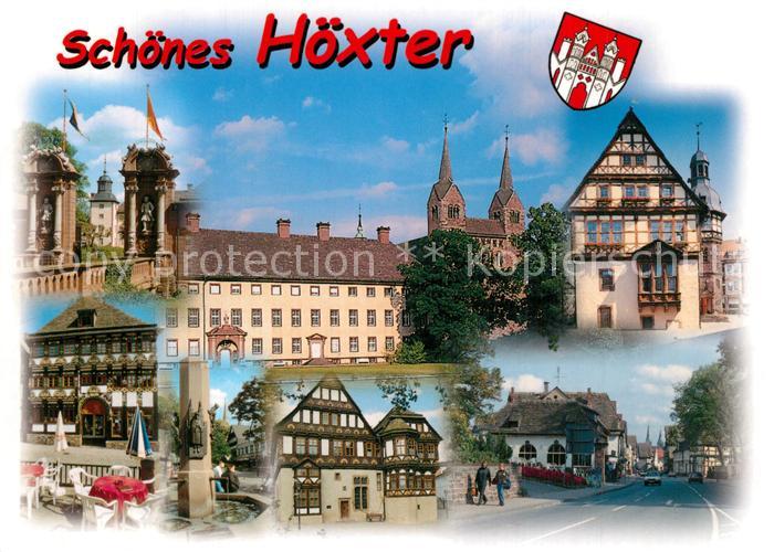 Hoexter Weser Sehenswuerdigkeiten der Stadt Altstadt Fachwerkhaeuser Wappen