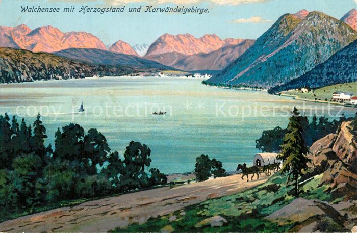 Walchensee mit Herzogstand und Karwendelgebirge