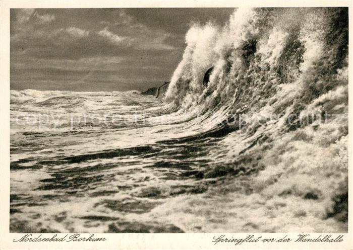 Borkum Springflut vor der Wandelhalle