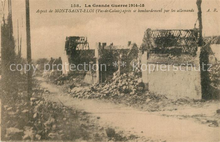 Mont-Saint-Eloi Bombardement Grande Guerre