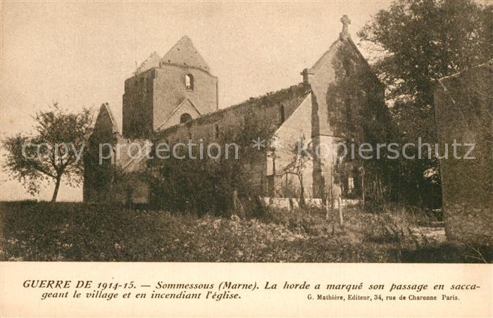 Sommesous Eglise Ruines Guerre