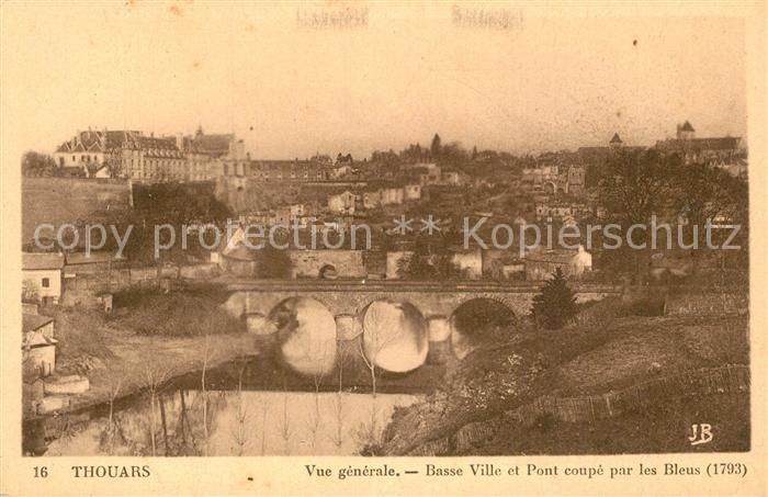 Thouars  Deux-Sevres Vue generale Basse Ville et Pont coupe par les Bleus