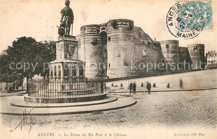 Angers La Statue du Rene et le Chateau