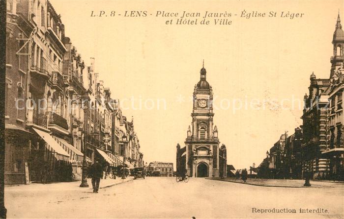 Lens Pas-de-Calais Place Jean Jaures Eglise St Leger et Ho